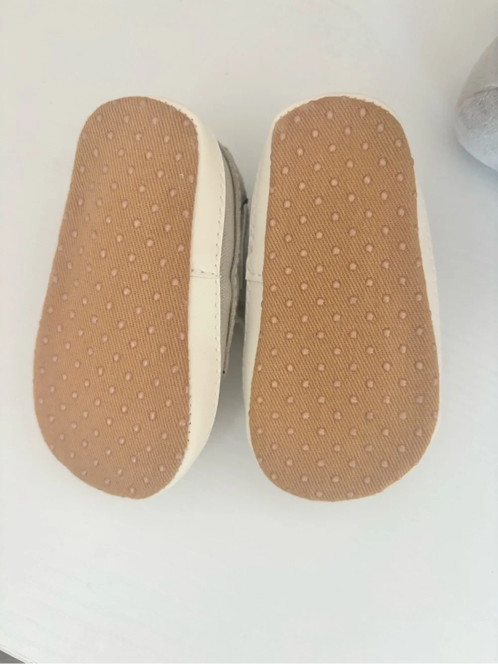 Kids Canvas Boat Shoes in Taupe with White Laces